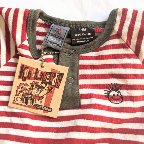 Knuckleheads cotton striped romper 3-6 months. - Picture 2 of 3